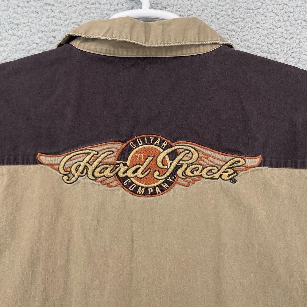 Hard Rock Guitar Company Mens 2XL Shirt Button Front Brown Washington DC - Picture 10 of 11